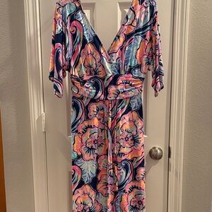 Floral V-Neck Maxi Dress - Multicolor